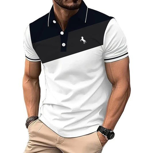 Men’s Premium Color Block Polo Shirt – Short Sleeve Casual & Smart Fit Tee