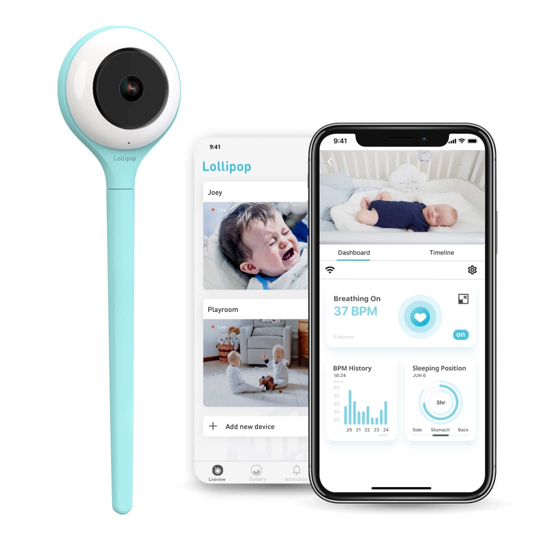 Lollipop Baby Monitor– Smart Wi-Fi Camera with True Cry Detection, Breathing Monitoring & Sleep Tracking (7-Day Free Trial)