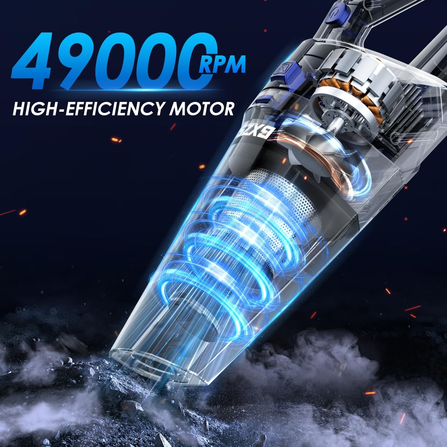 Portable Hand Vacuum with Multi-Nozzles & Washable Filter