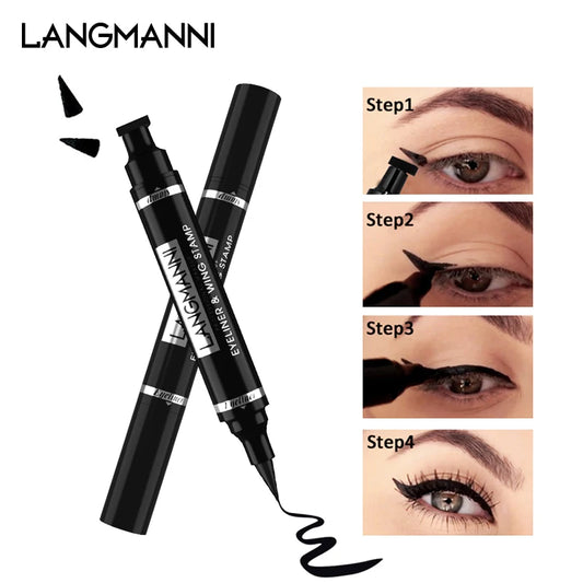 Dual-Ended Waterproof and Smudge-Proof Stamp Eyeliner Pen