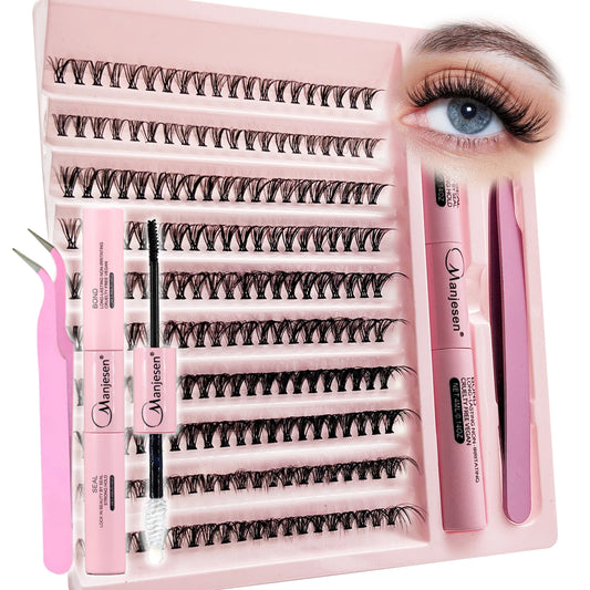 DIY Lashes Extension Kit - 200 PCS Clusters Lash Bond and Seal Makeup Tools