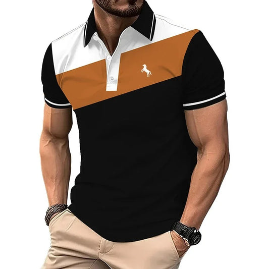 Men’s Premium Color Block Polo Shirt – Short Sleeve Casual & Smart Fit Tee