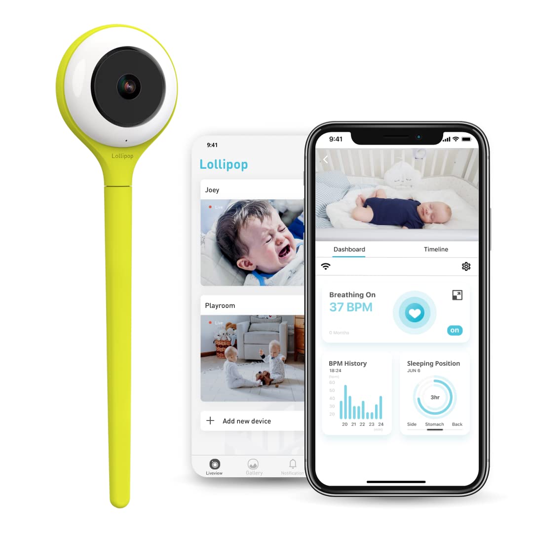 Lollipop Baby Monitor– Smart Wi-Fi Camera with True Cry Detection, Breathing Monitoring & Sleep Tracking (7-Day Free Trial)