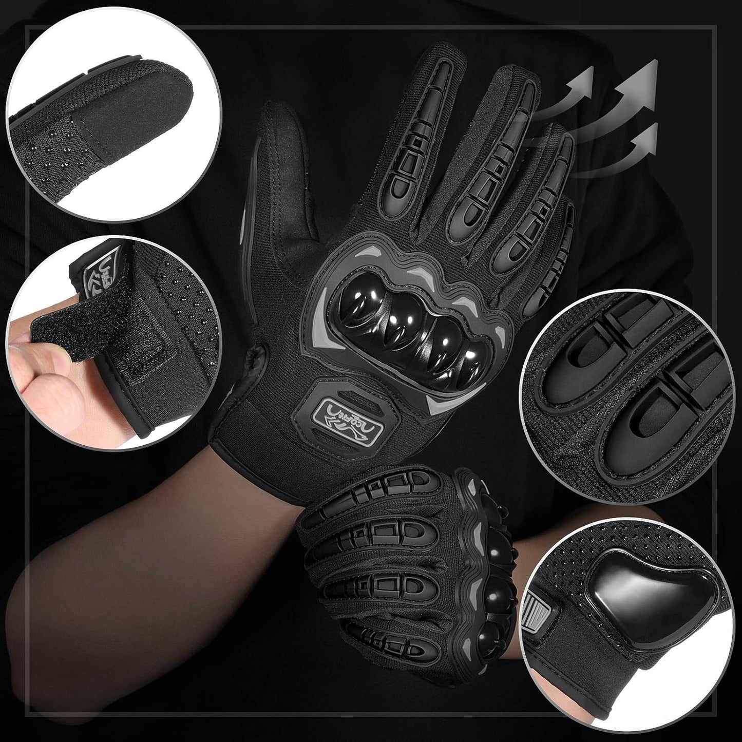 Motorcycle Gloves for Men & Women – Full Finger Touchscreen Riding Gloves for Motorbike