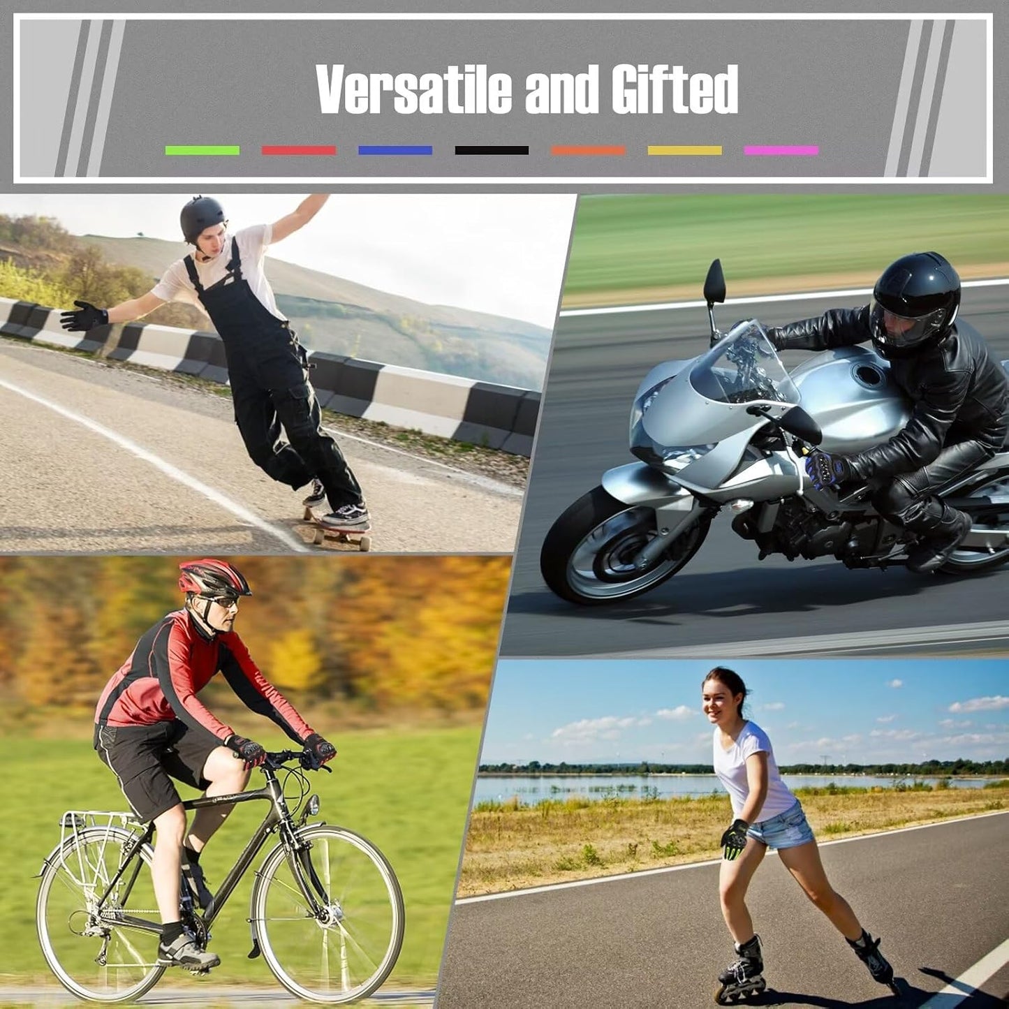 Motorcycle Gloves for Men & Women – Full Finger Touchscreen Riding Gloves for Motorbike