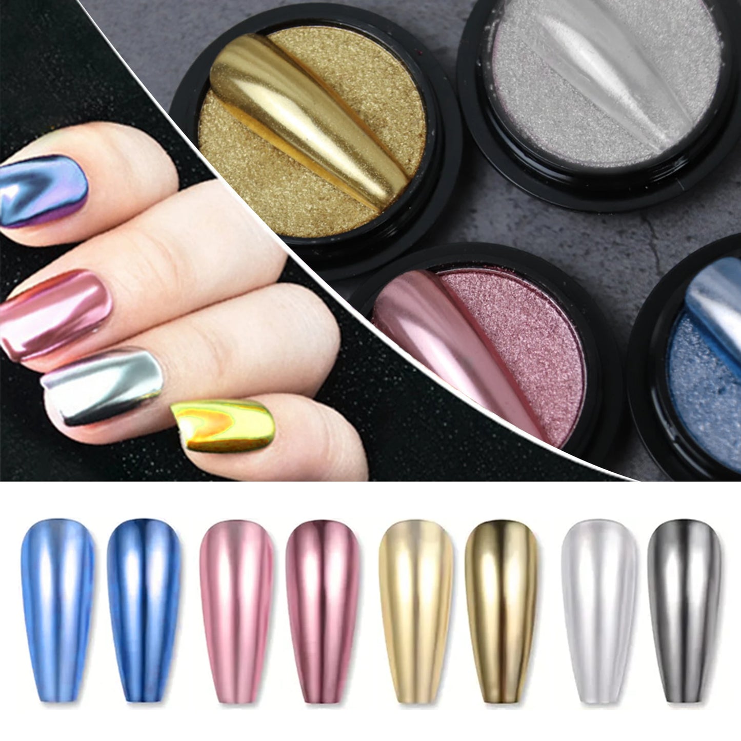 Nail Glitter Metallic Rubbing Dust Gel Polish